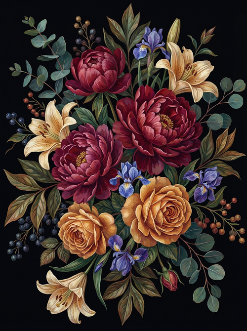 Classic Peony Bouquet Mix (100 Color Diamond Painting)