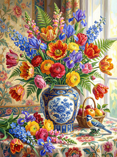 Classic Window Garden Arrangement (100 Color Diamond Painting) Diamond Painting kit