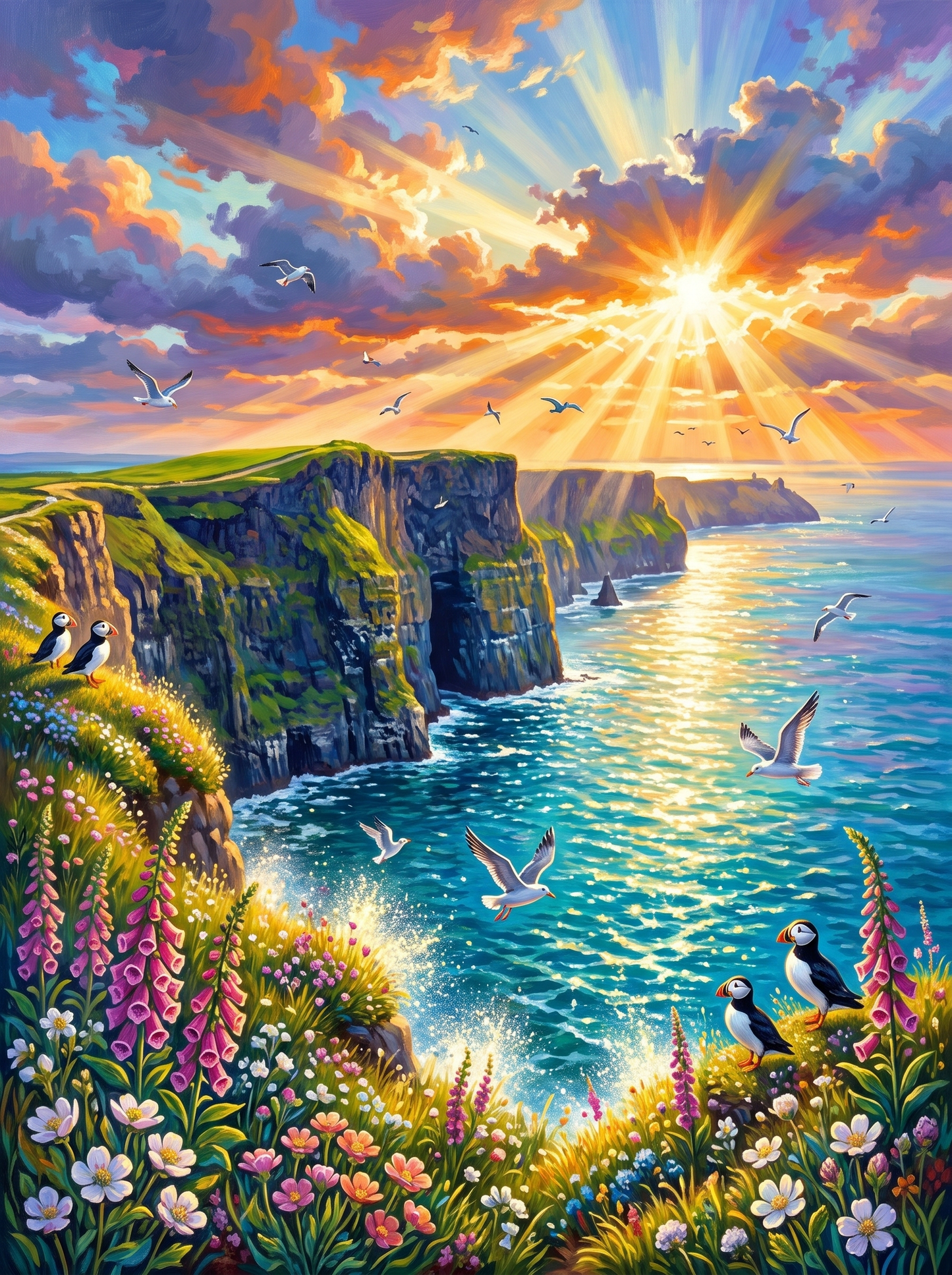 Sun Rays over the Cliffs of Moher