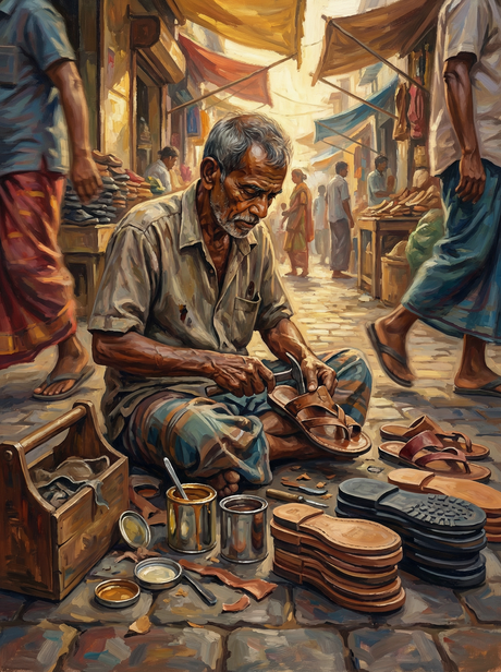 Cobbler Mending Shoes (Diamond Painting) Diamond Painting kit