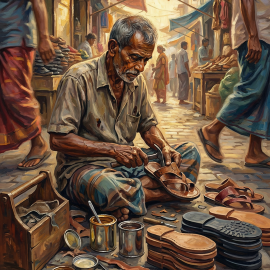 Cobbler Mending Shoes