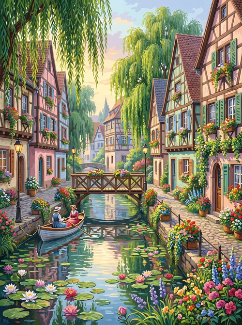 Colmar Canal Fairytale (150 Color Diamond Painting)