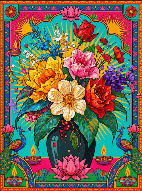 Colorful Flower Bouquet (150 Color Diamond Painting)