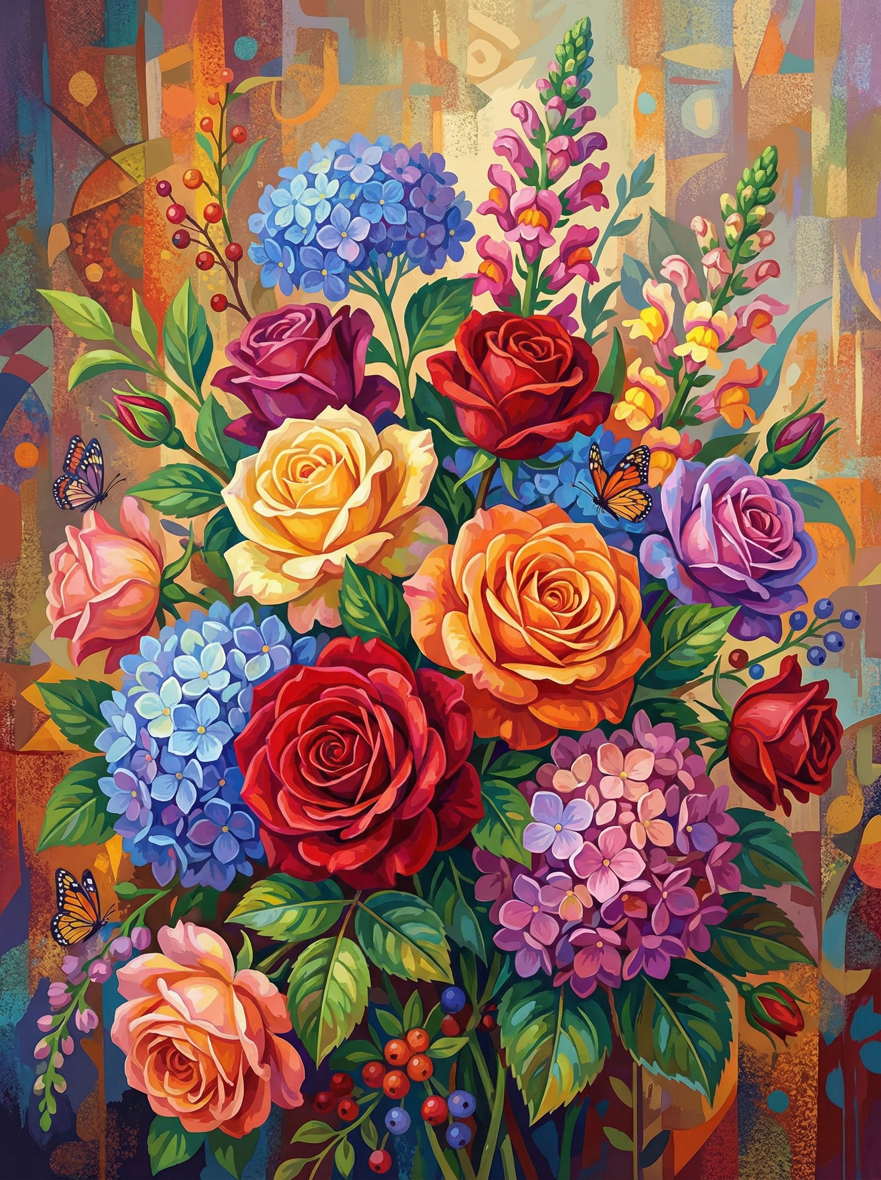Colorful Flower Medley (100 Color Diamond Painting)