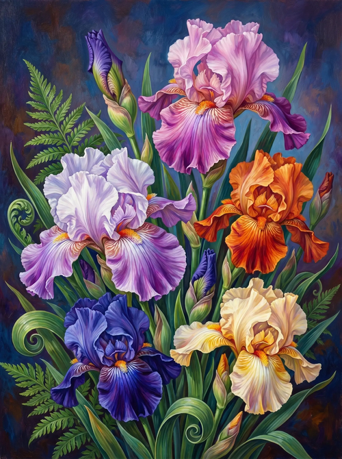 Colorful Iris Arrangement (Diamond Painting)