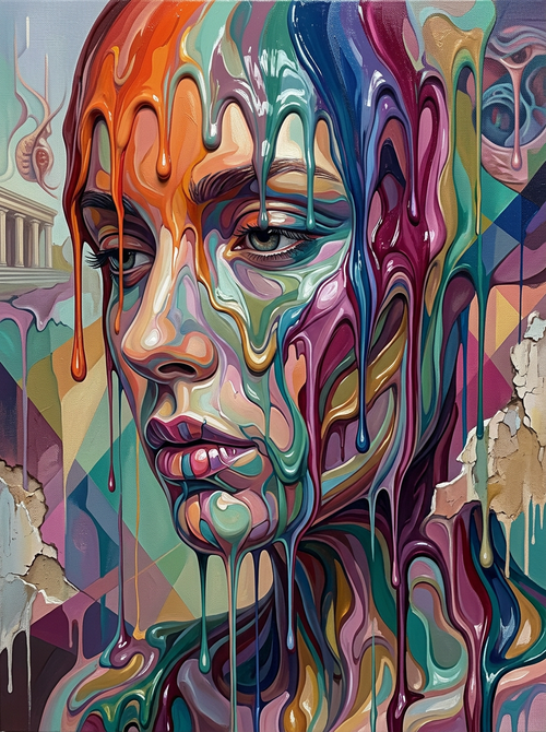 Colorful Liquid Art Portrait (100 Color Diamond Painting)