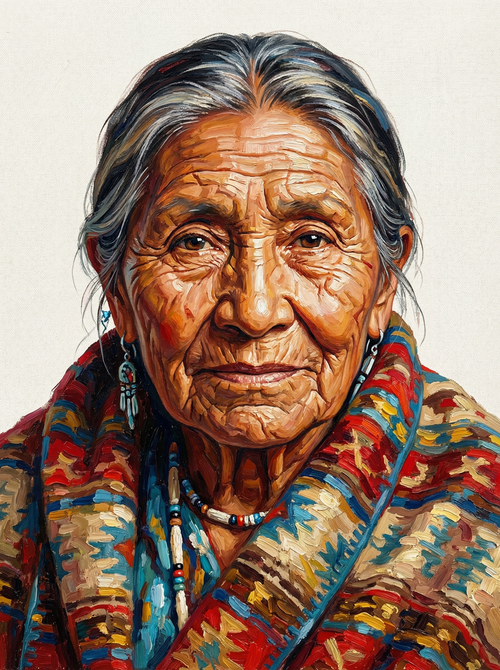 Colorful Patterned Indigenous Portrait (100 Color Diamond Painting) Diamond Painting kit