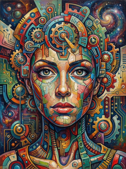 Colorful Robotic Head Portrait (Diamond Painting) Diamond Painting kit