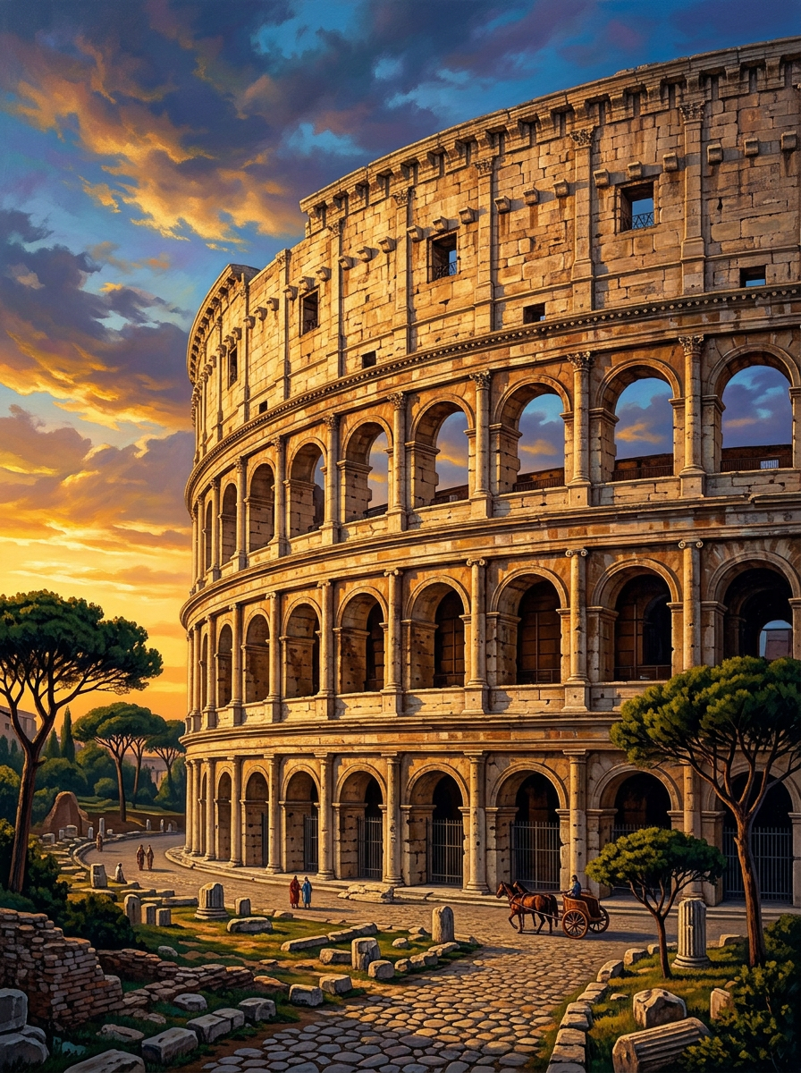 Colosseum Rome Golden (150 Color Diamond Painting)