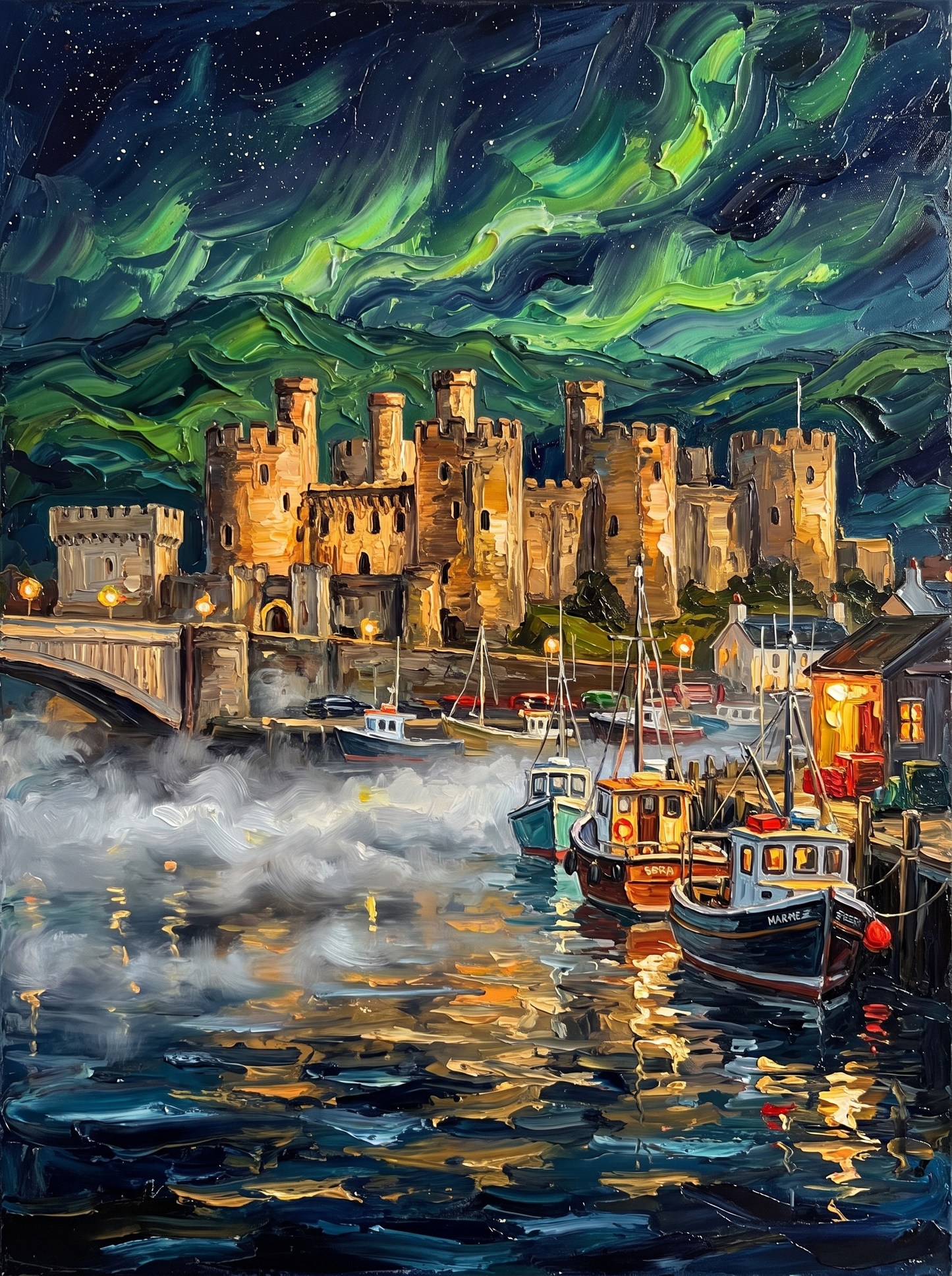 Aurora over Conwy Castle