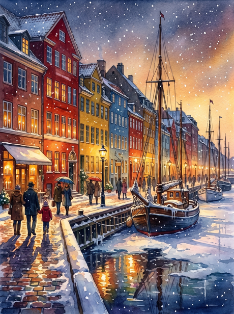 Snow in Nyhavn, Copenhagen