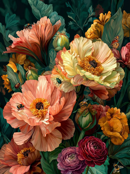 Coral Poppy Still Life (Diamond Painting) Diamond Painting kit
