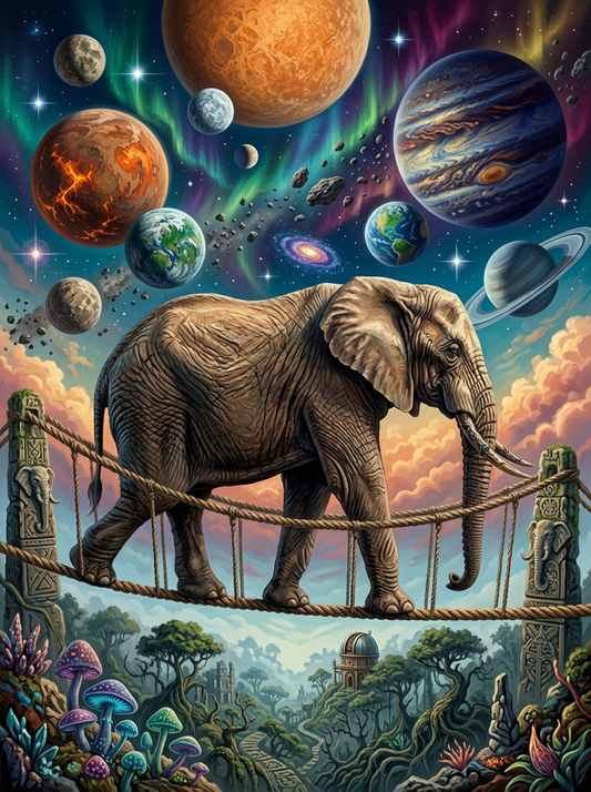 Cosmic Elephant Journey (100 Color Diamond Painting)