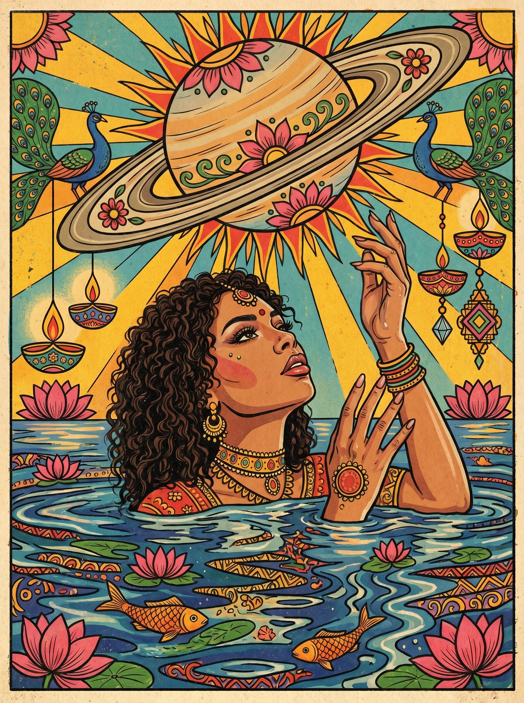 Cosmic Saturn Bather (150 Color Diamond Painting)
