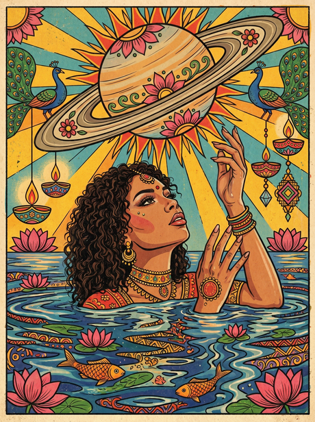Cosmic Saturn Bather (150 Color Diamond Painting) Diamond Painting kit