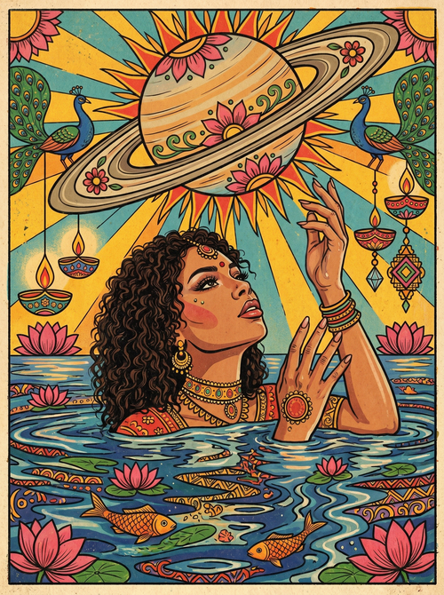 Cosmic Saturn Bather (150 Color Diamond Painting)