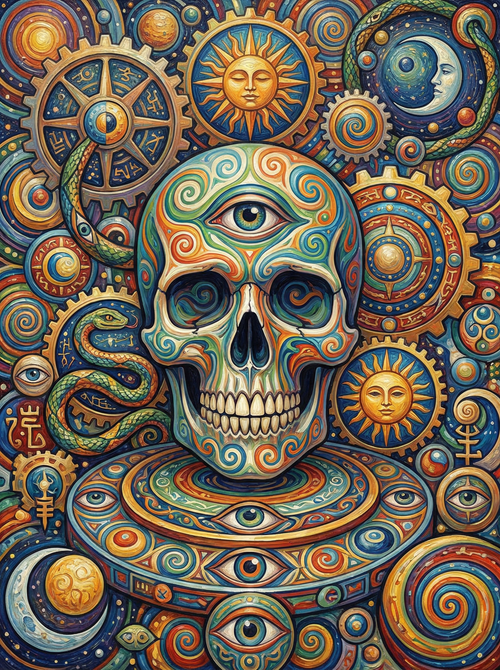 Cosmic Steampunk Skull (100 Color Diamond Painting) Diamond Painting kit