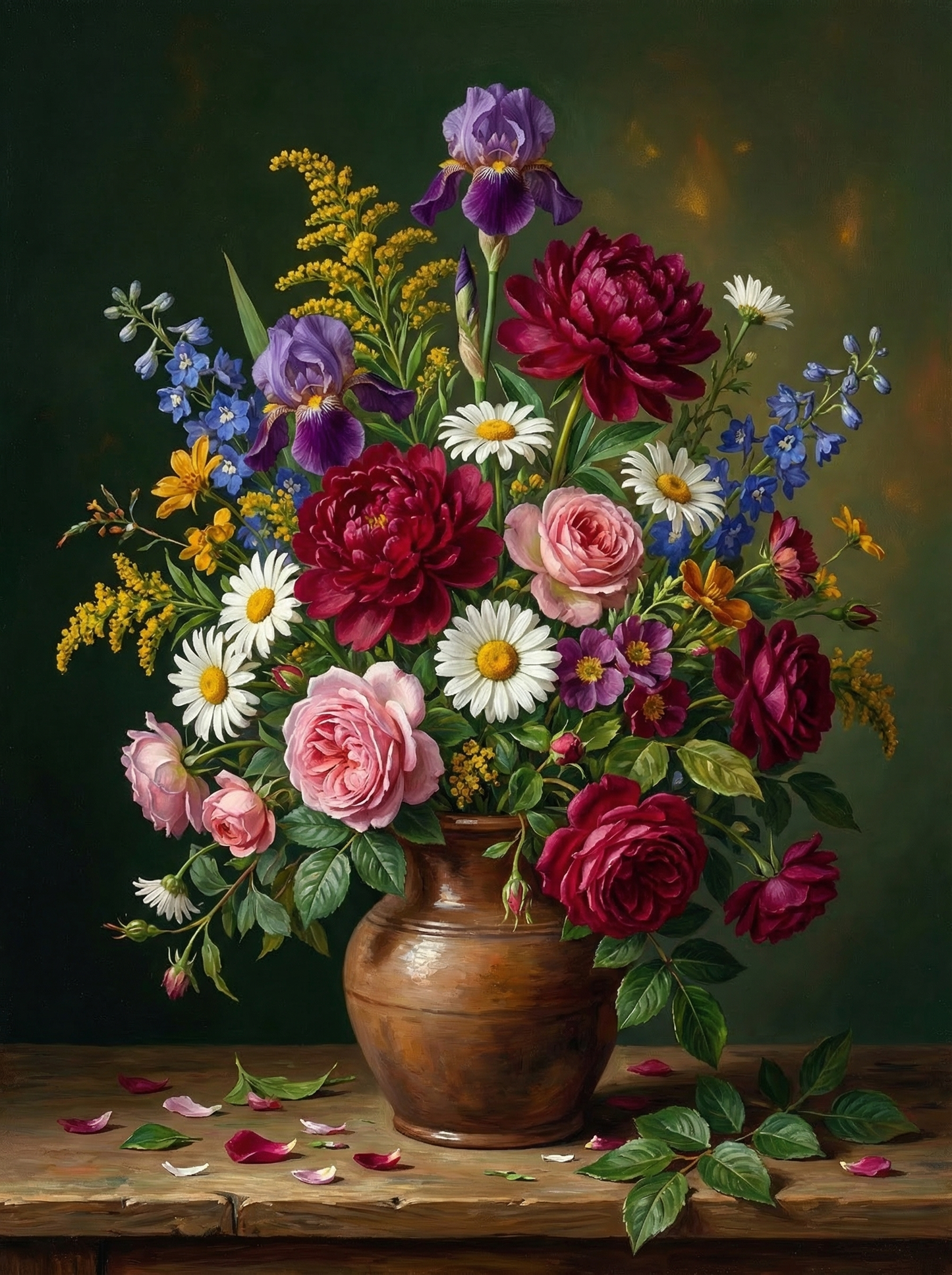 Cottage Flowers In Urn (100 Color Diamond Painting)