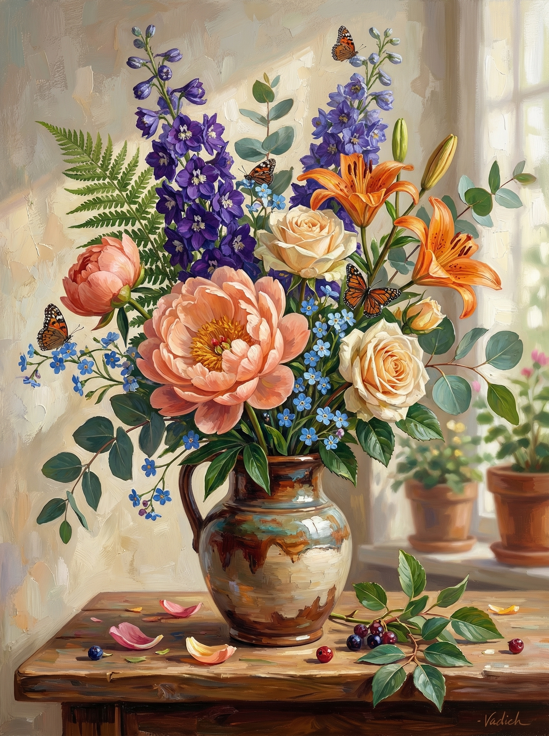 Cottage Garden Peony Arrangement (100 Color Diamond Painting) Diamond Painting kit