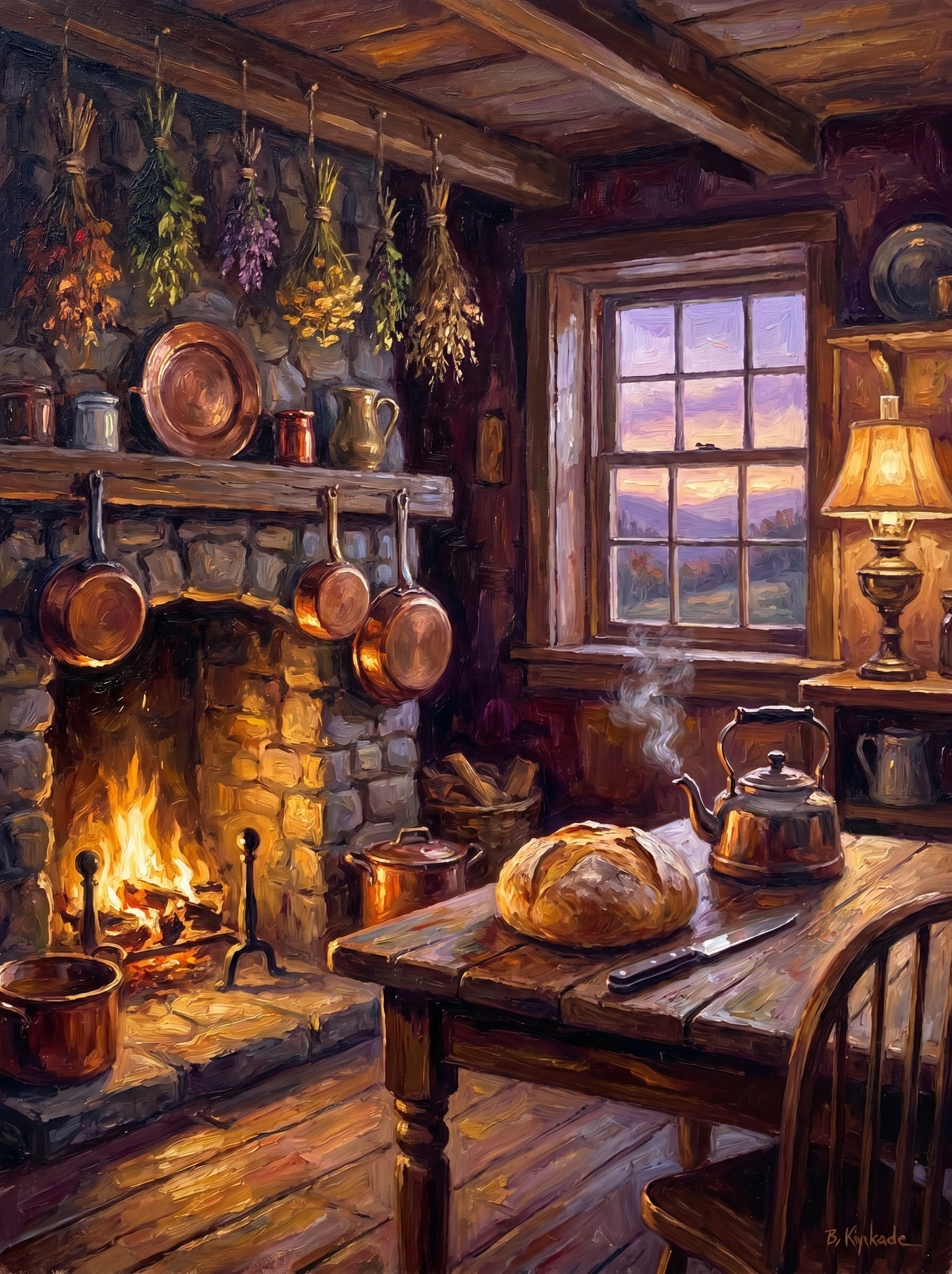 Cottage Kitchen Warm Evening