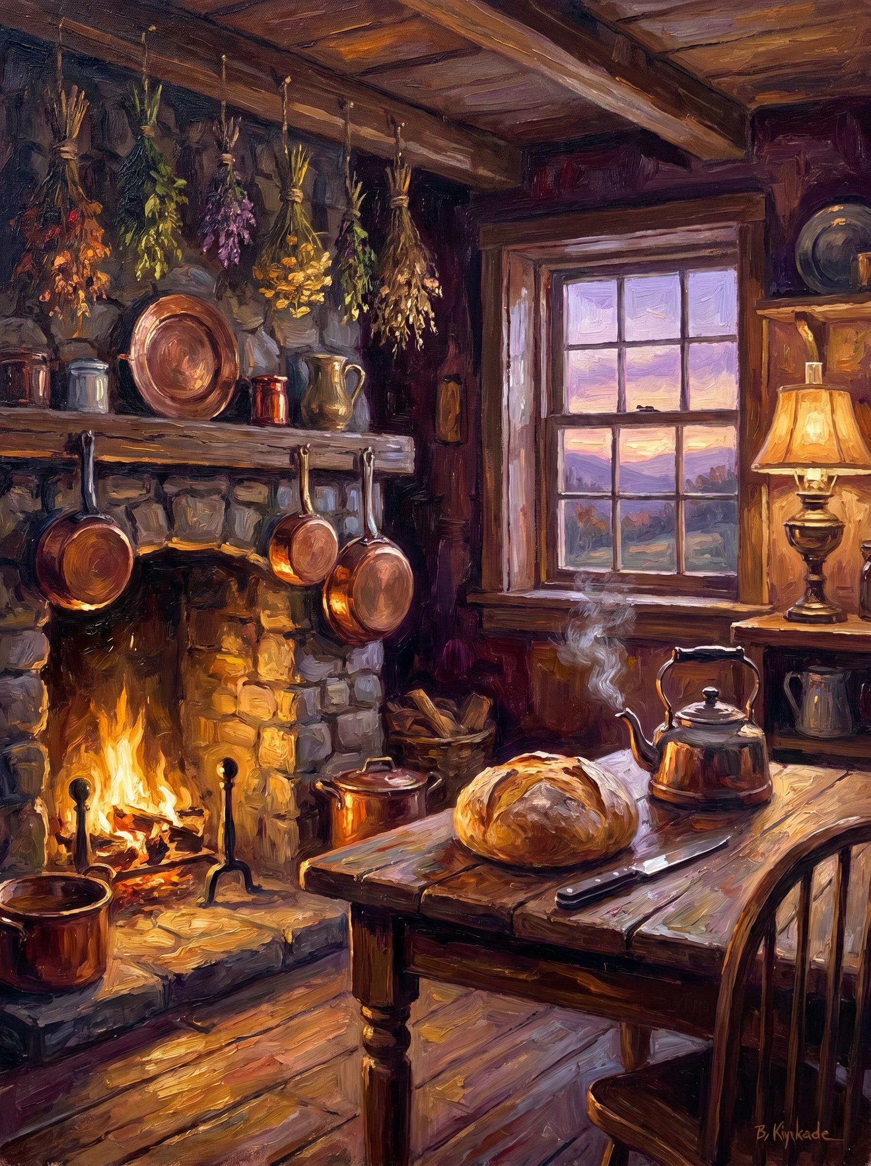 Cottage Kitchen Warm Evening