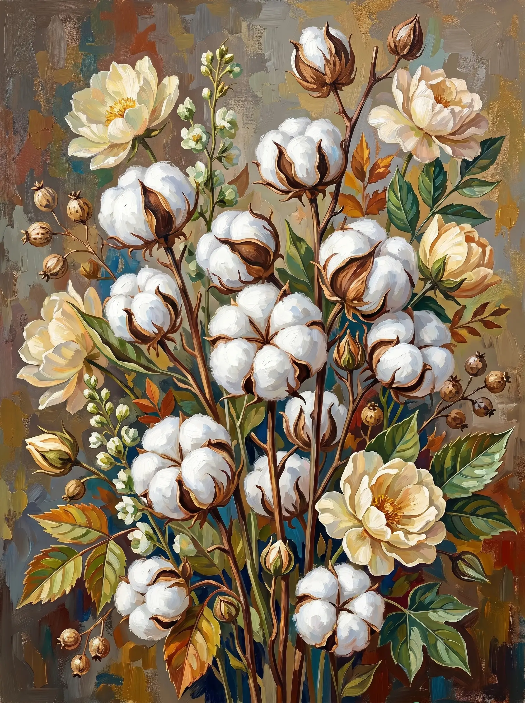 Cotton Boll Bouquet (Diamond Painting)