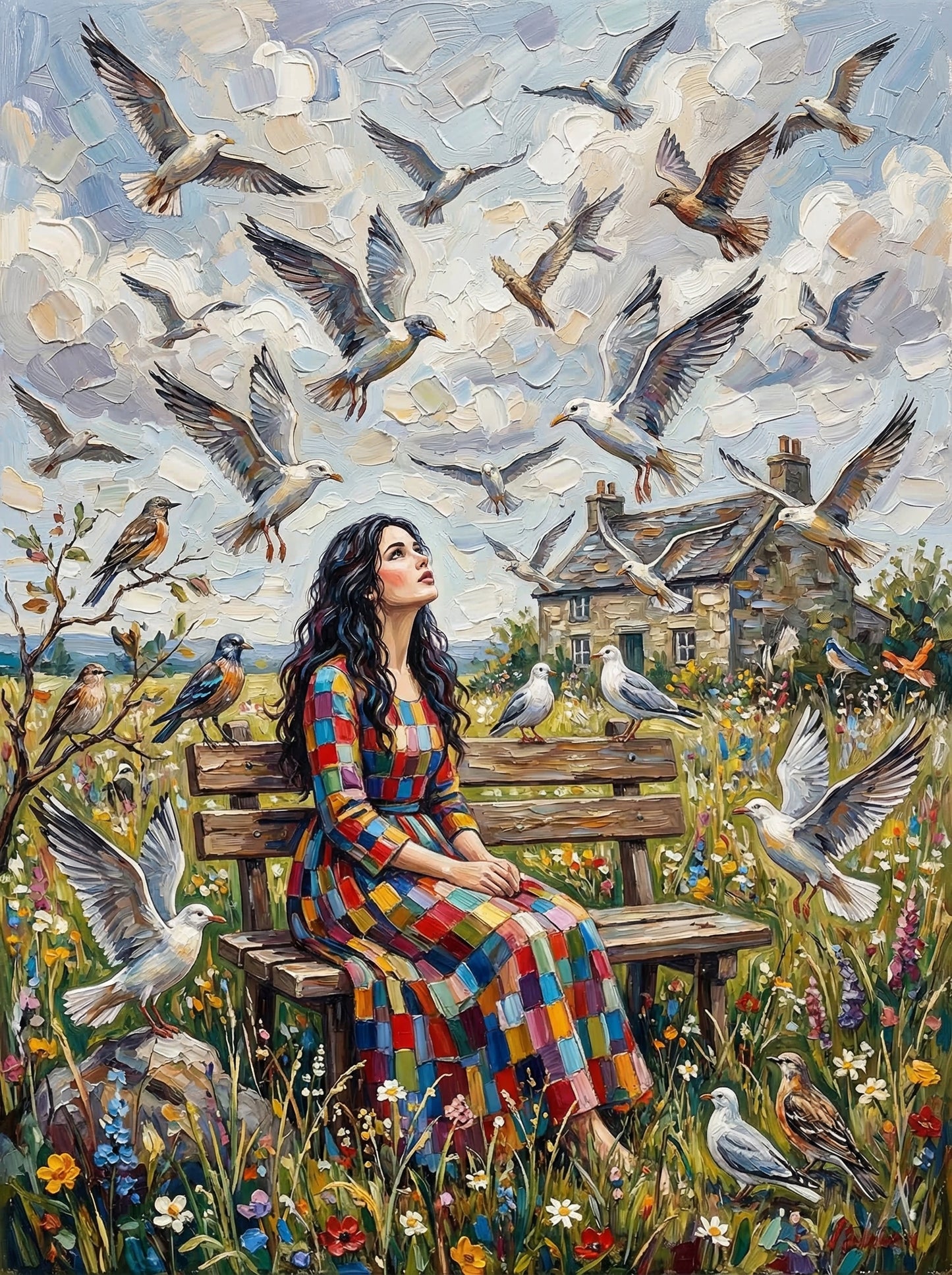 Country Girl Flying Birds (Diamond Painting)