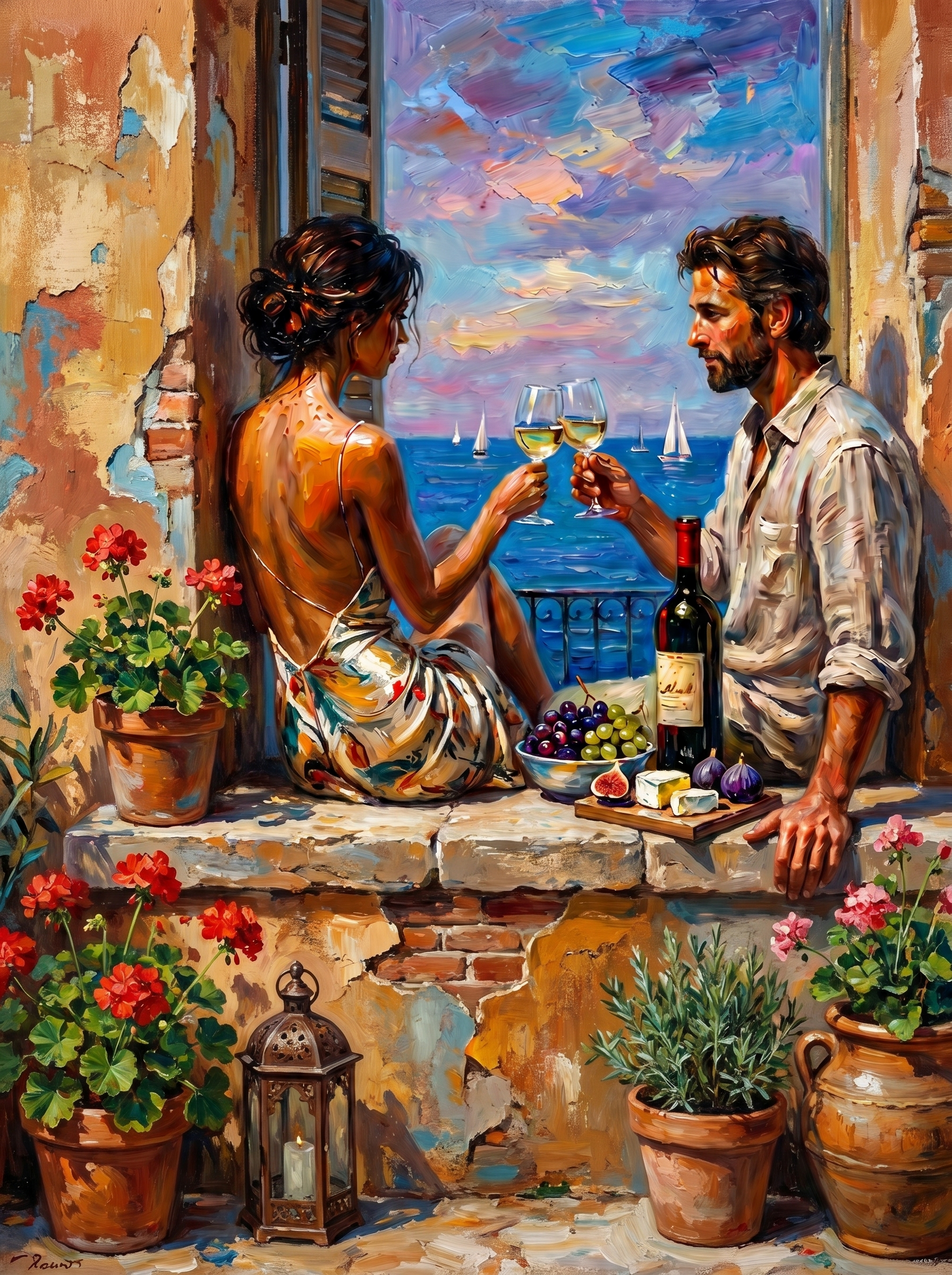 Couple Toasting Wine (150 Color Diamond Painting)