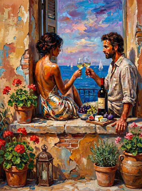 Couple Toasting Wine (150 Color Diamond Painting)