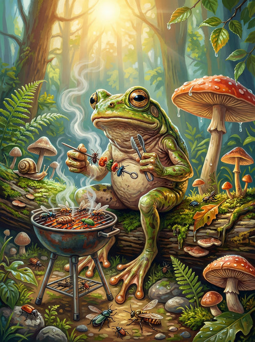 Cozy Frog Forest Scene (100 Color Diamond Painting) Diamond Painting kit