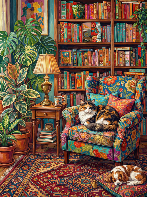 Cozy Library Reading Room (100 Color Diamond Painting) Diamond Painting kit