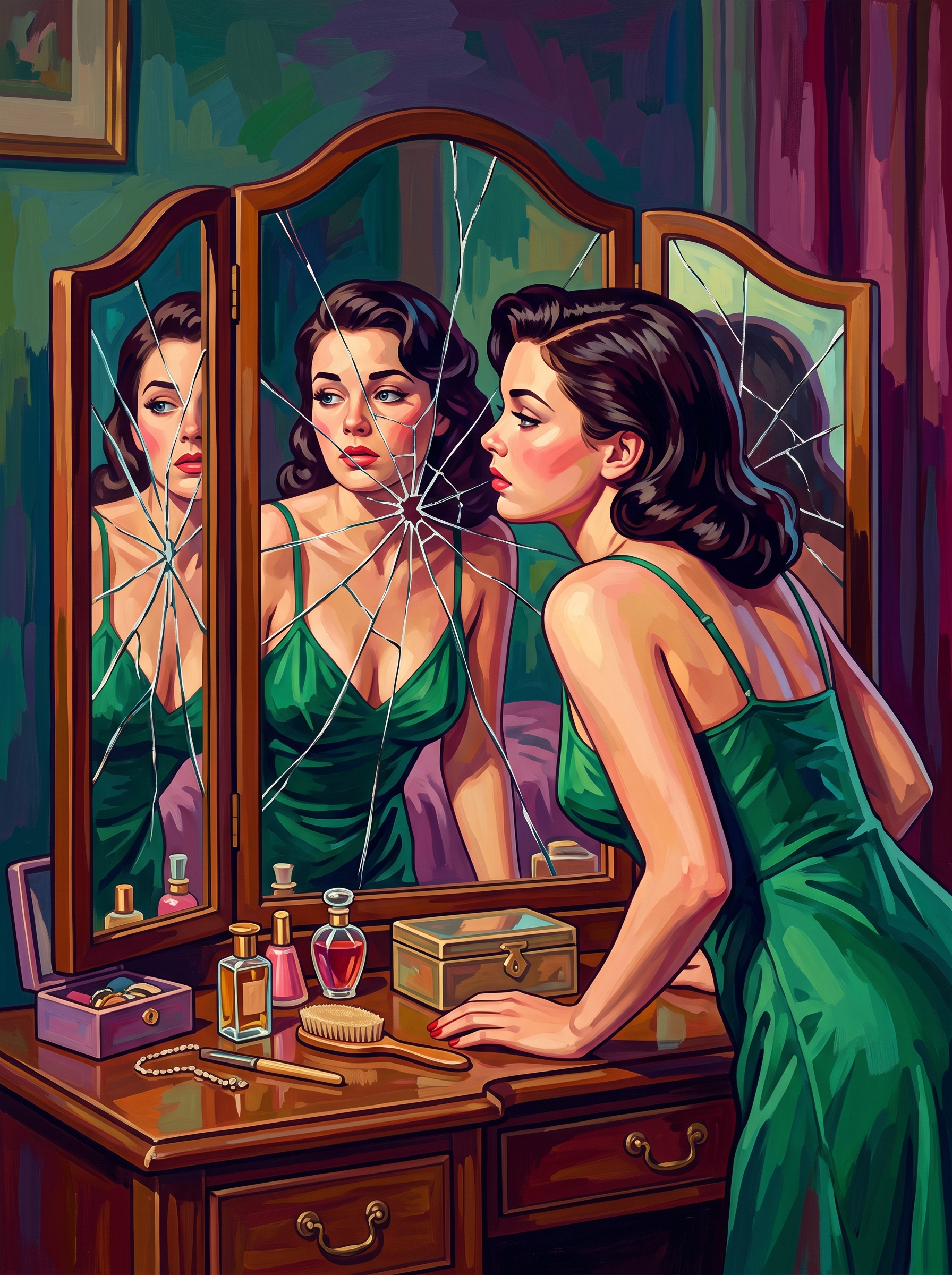 Cracked Emerald Reflection