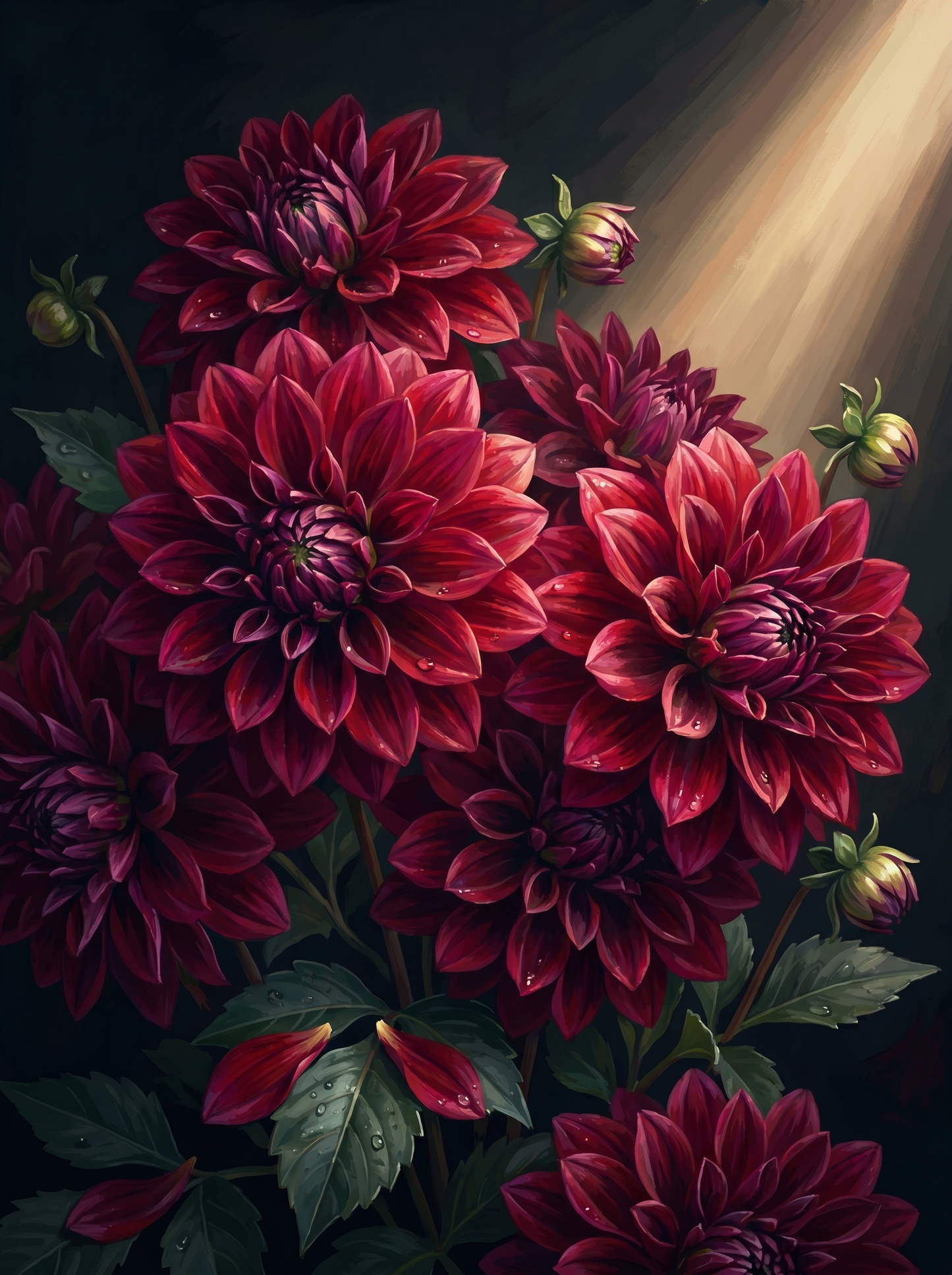 Crimson Dahlia Dark (Diamond Painting)