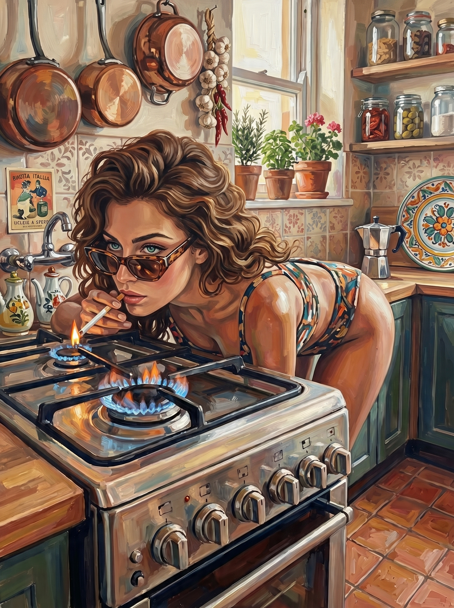 Curly Hair Cigarette Stove (150 Color Diamond Painting)