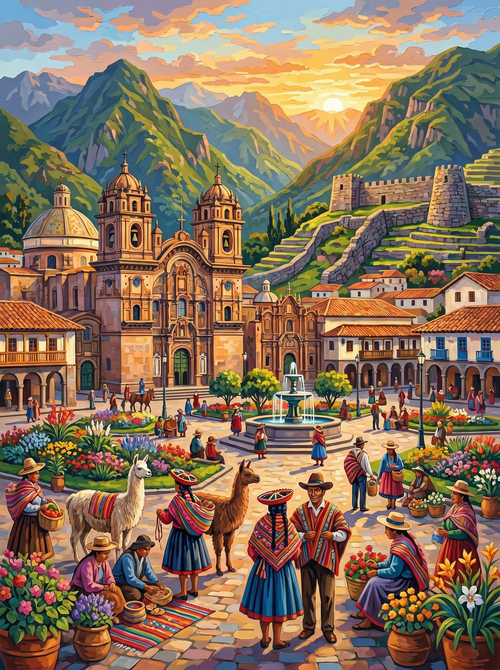 Cusco Plaza Andes (150 Color Diamond Painting)