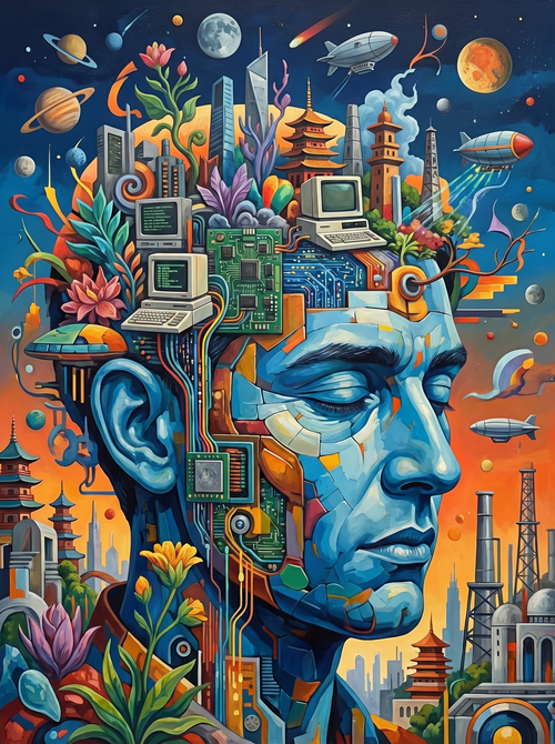 Cyborg Mind Architecture (100 Color Diamond Painting)