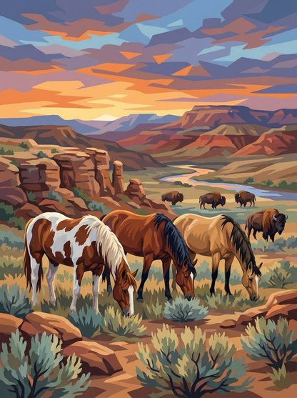Western Horse Harmony (Diamond Painting) Diamond Painting kit