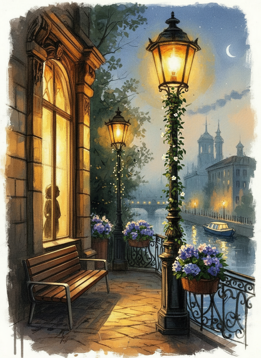 Paris Riverside Evening (Board Canvas)
