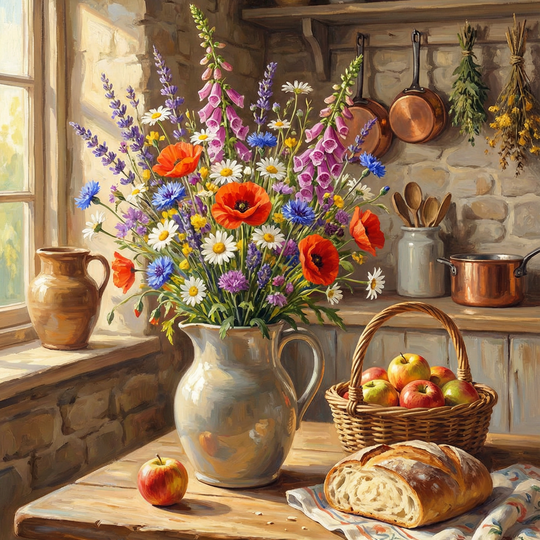 Rustic Wildflower Kitchen (80 Colors)