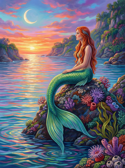 Moonlit Siren of the Cove (100 Color Diamond Painting) Diamond Painting kit