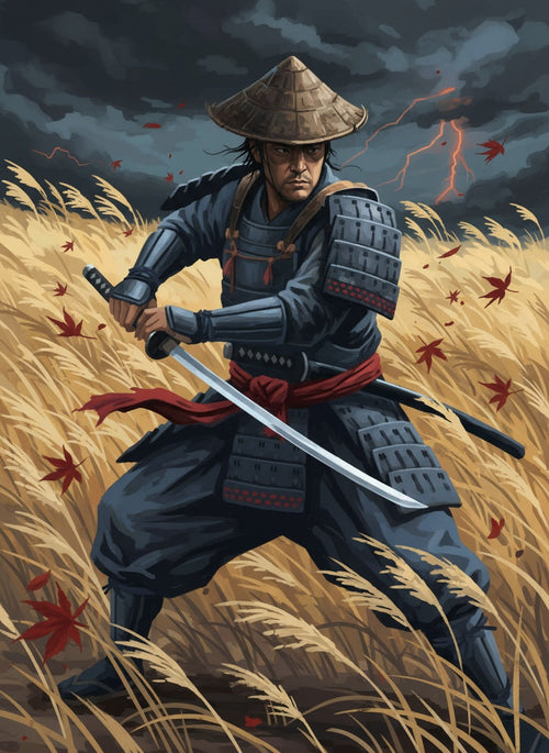 Samurai in the Storm (Board Canvas)