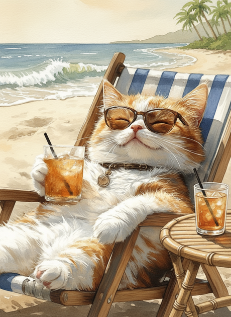 Sunset Lounge Cat (Diamond Painting) Diamond Painting kit