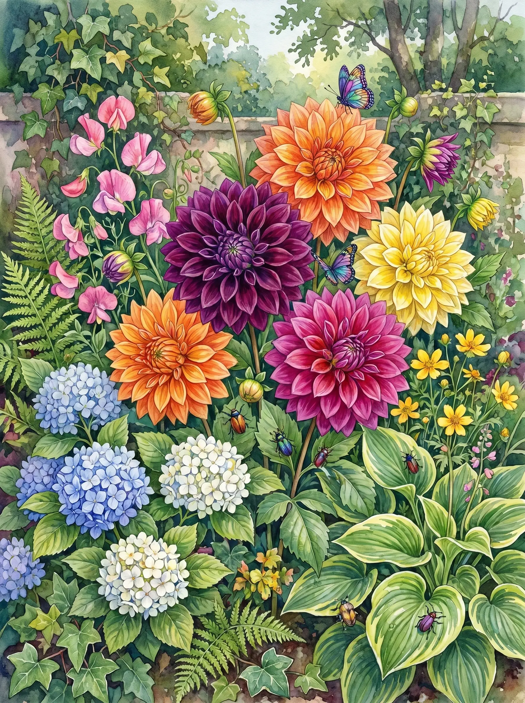 Dahlia Garden Hydrangea (Diamond Painting)