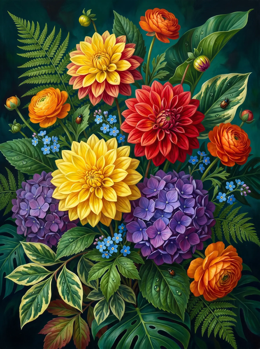 Dahlia Hydrangea Bouquet (Diamond Painting) Diamond Painting kit
