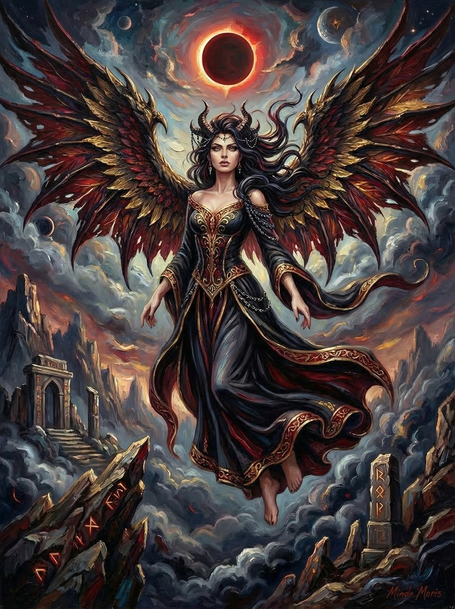 Dark Eclipse Angel Queen (100 Color Diamond Painting)