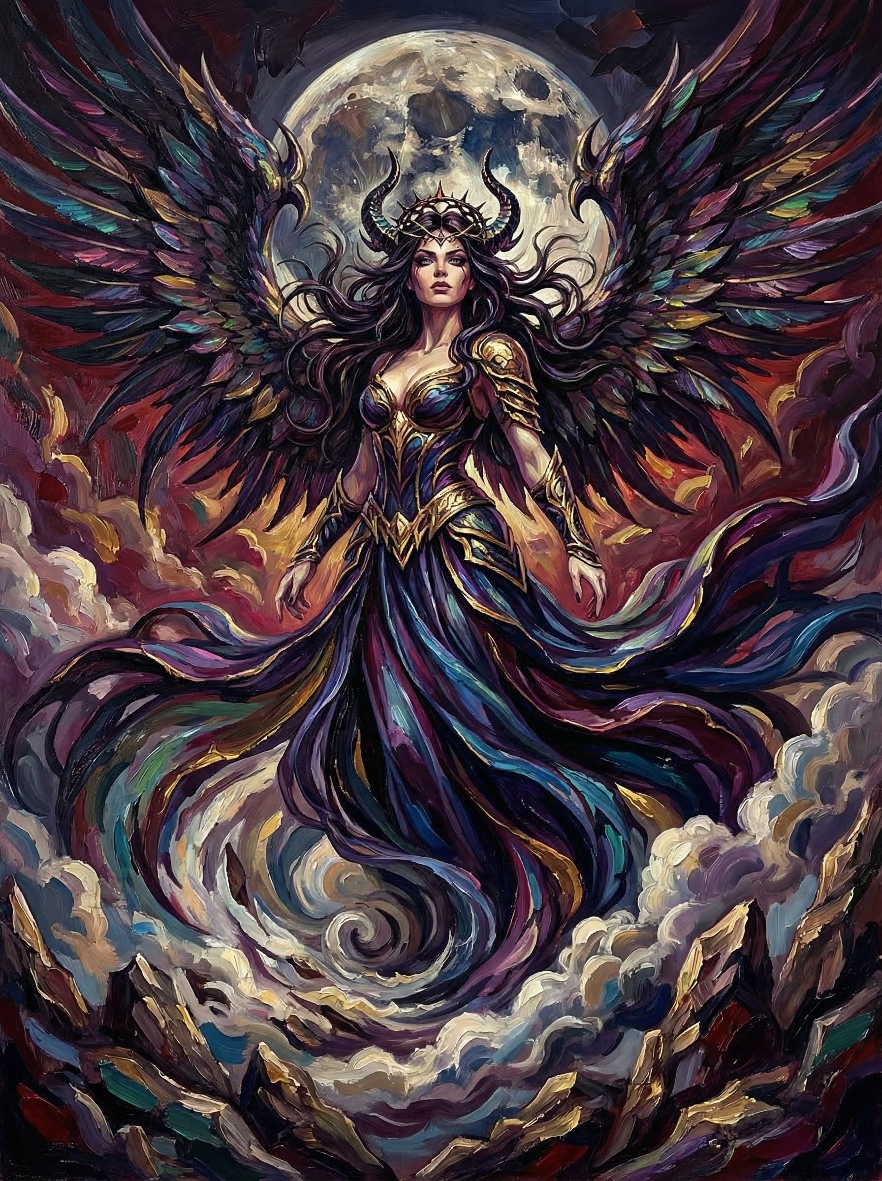 Dark Mystical Demon Goddess (100 Color Diamond Painting)