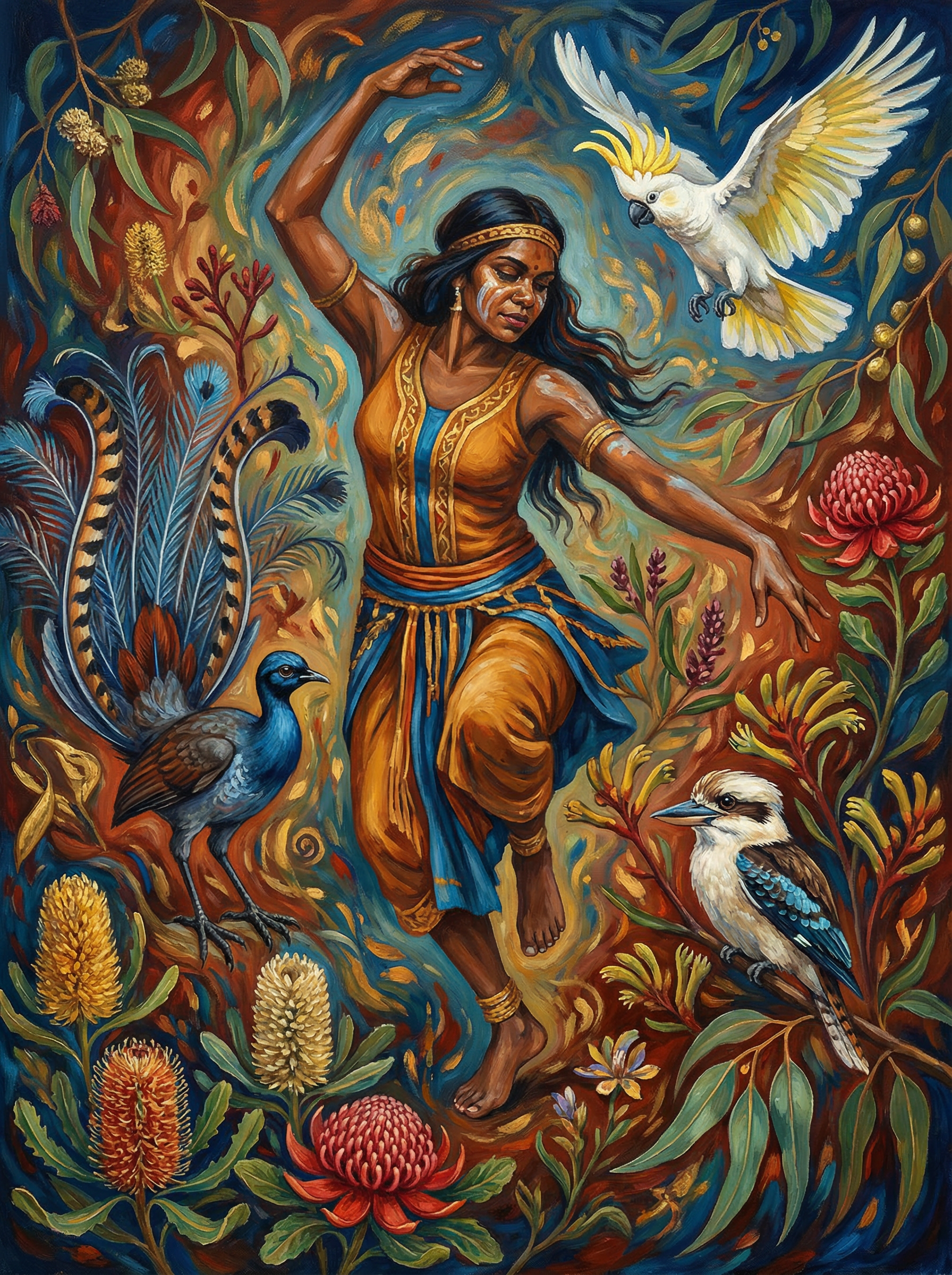 Dreamtime Dancer with Cockatoo (Diamond Painting) Diamond Painting kit