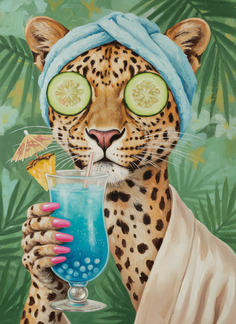 Spa Day Leopard (Diamond Painting) Diamond Painting kit
