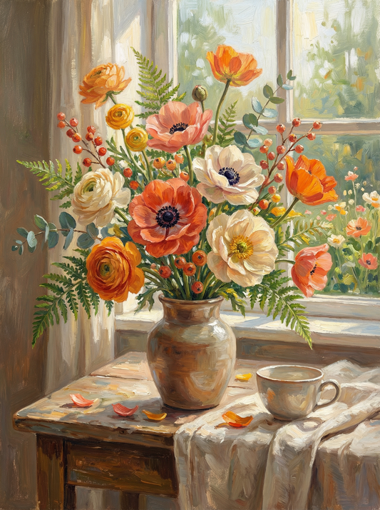 Sunlit Poppy Stillness (Diamond Painting)