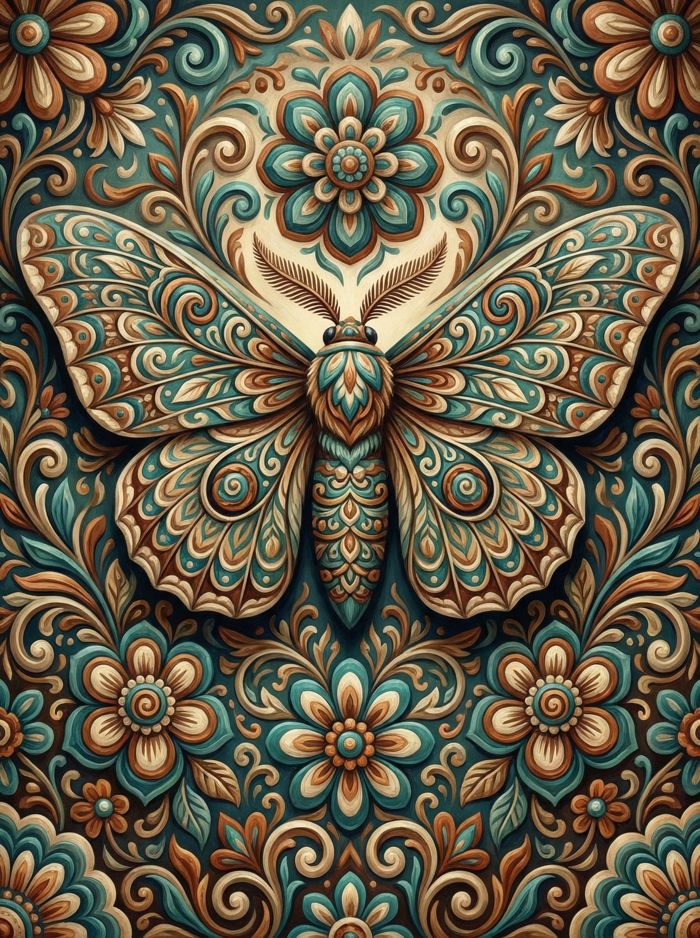 Decorative Moth Medallion (100 Color Diamond Painting) Diamond Painting kit